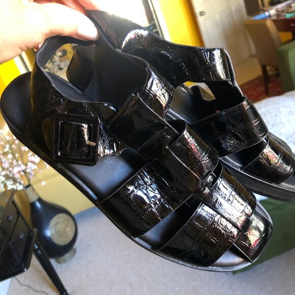 Caverley Mercy Sandal Black Crocodile - Picture 1 of 7